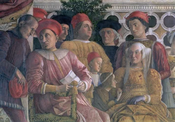 Marchese Ludovico Gonzaga III, his wife Barbara of Brandenburg, children and courtiers: (detail)