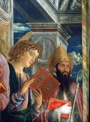 San Zeno Altar. (Detail). 1457-1460. Depicting John the Evangelist and Zeno of Verona