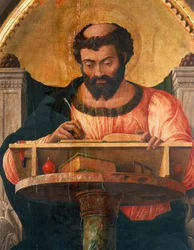St Luke at his desk (detail)