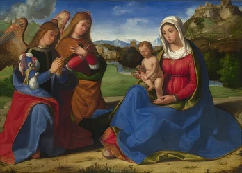 Madonna with Child, Adored by Two Angels