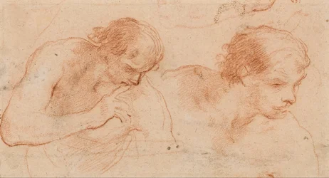 Two studies of the bust of a man turned towards the right