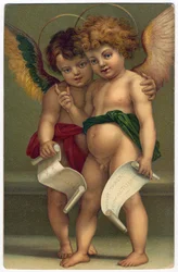 Two Angels. Pious Image after Andrea del Sarto, Dresden, c.1910