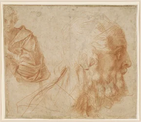 Study Sheet with a Young Man and the Head of an Old Man to the Right (Homer?)