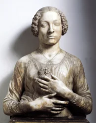 Woman with a bunch of flowers Marble sculpture by Andrea di Francesco di Cione dit il Verrocchio 1475-1480 approx. Sun 58 cm Florence, Museo Nazionale del Bargello