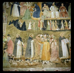 St. Dominic Sending Forth the Hounds of the Lord, with St. Peter Martyr and St. Thomas Aquinas, c.1369