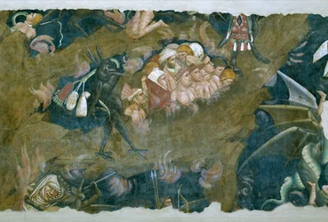 The Triumph of Death, Detail of the Damned in the Pit of Hell, Fresco, 1348