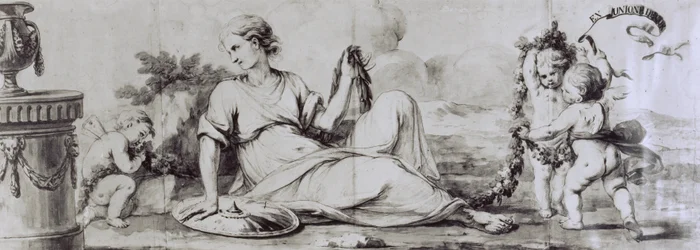 Female Figure with Putti, Allegorical Composition