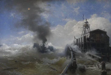 Towboat Leaving the Port of Ostend at Heyday