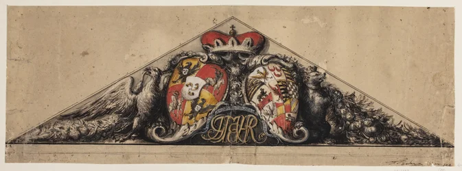 Heraldic Draft Embedded in a Triangular Pediment