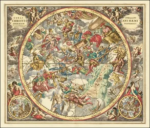 1660 celestial chart representing the constellations according to Christian symbolism