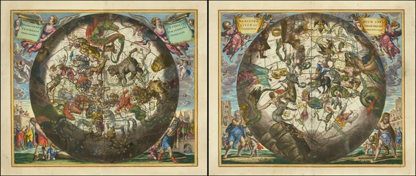 Northern Starry Hemisphere with Equal Sphere Proportion - Southern Starry Hemisphere with Equal Sphere Proportion