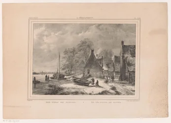 Frozen River by Village (title on object: A Wharf in Winter)