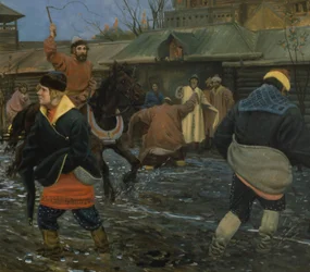 Seventeenth-Century Moscow Street on a Public Holiday