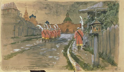 Strelets Patrol at the Ilyinsky Gates in Old Moscow