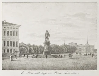 View of the Field of Mars and the Suvorov Monument in Saint Petersburg, 1821-1822