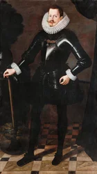 Portrait of Philip III of Spain (1578-1621), King of Spain and Portugal. Painting by Andres Lopez Polanco, ca 1617