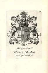 Coat of arms and crest of the right honorable Henry Clinton, 7th Earl of Lincoln