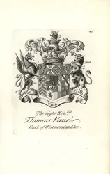 Coat of arms and crest of the right honorable Thomas Fane, 8th Earl of Westmoreland