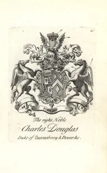 Coat of arms and crest of the right noble Charles Douglas, 3rd Duke of Queensberry and Dover