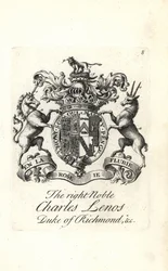 Coat of arms and crest of the right noble Charles Lenos or Charles Lennox