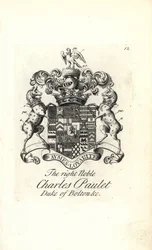 Coat of Arms and Crest of the Right Noble Charles Powlett, 3rd Duke of Bolton