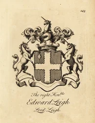 Coat of arms of the Right Honourable Edward Leigh, Lord Leigh, 3rd Baron Leigh