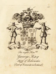 Coat of arms of the Right Honourable George Hay, Lord of Penwardian, 8th Earl of Kinnoule in Scotland
