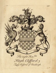 Coat of arms of the Right Honourable Hugh Clifford, Lord Clifford of Chudleigh, 2nd Baron Clifford of Chudleigh (1663-1730)
