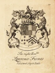 Coat of arms of the Right Honourable Lawrence Fienes, 5th Viscount Saye and Sele