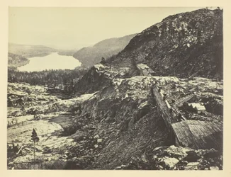 Summit of Sierra Nevada, Snow Sheds in Foreground, Donner Lake in the Distance, C. P. R. R.