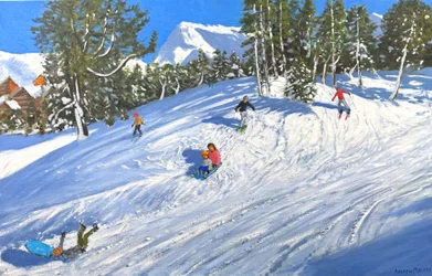 Sledging and skiing, Les Arcs, France, 2023