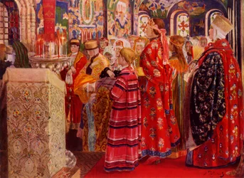 Russian Women of the 17th Century at Church