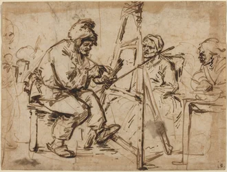 An Artist Seated at His Easel