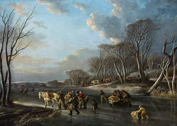 Travelers in a Sled on a River in Holland