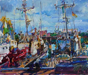 Colorful Harbor Boats