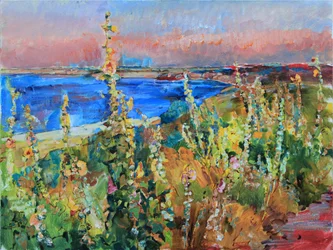 Sunset Over Coastal Blooms