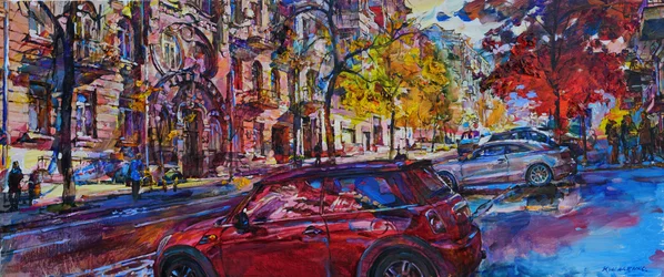 Vibrant Autumn City Street