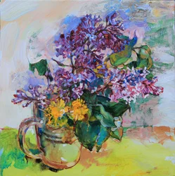 Vibrant Lilacs and Dandelions