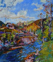 Vibrant Mountain River Village