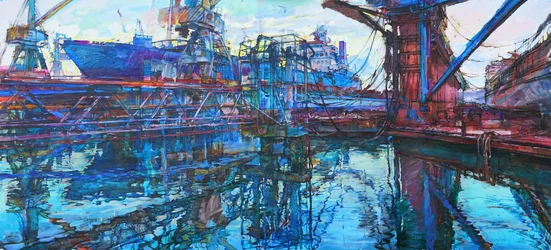 Vibrant Shipyard Reflections