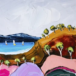 Colorful Coastal Sailboats