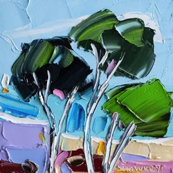 Vibrant Impasto Trees