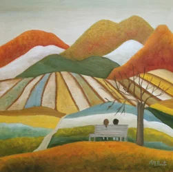 Couple on Autumn Bench