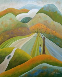 Girl in Autumn Landscape