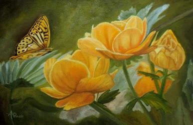Golden Flowers Butterfly
