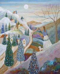 Moonlit Village Path