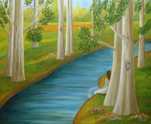 Woman By Tranquil River