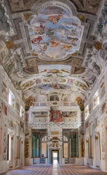 Ceiling of the hall with the Bologna Quarters, Hall of the Guards, Este Ducal Palace, Sassuolo, Italy