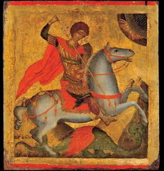 Saint George and the Dragon. Painting by Angelos Akotandos, ca 1440-1460