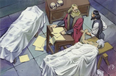 Leonardo Da Vinci Investigating Human Anatomy Using Corpses of Men Who Died in Hospital